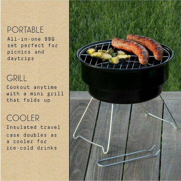 Studio Mercantile Travel Cool-Cook Grill & Cooler Combo Outdoor Cooking for BBQ - Picture 3 of 9